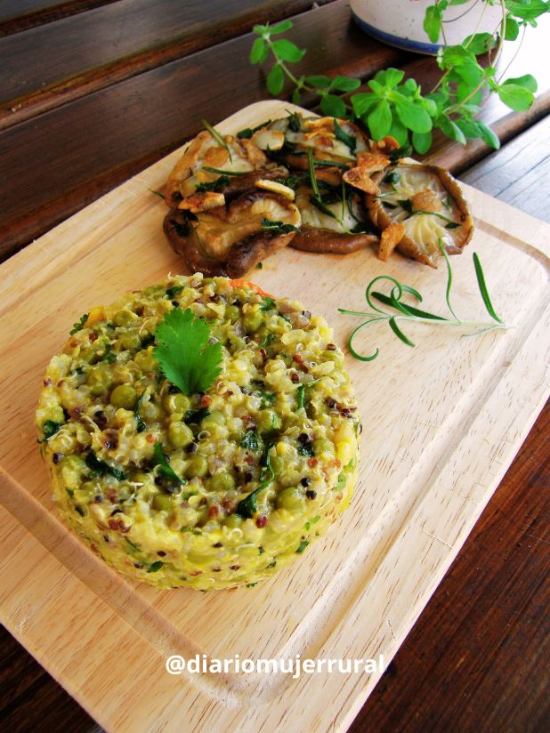 Quinoa con verduras y setas de acompañamiento